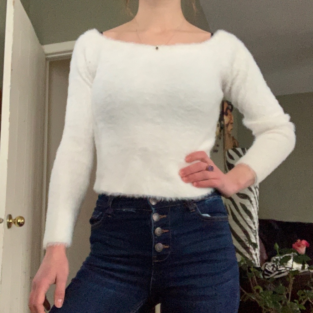 Fuzzy H&M off the shoulder sweater - Picture 1 of 6